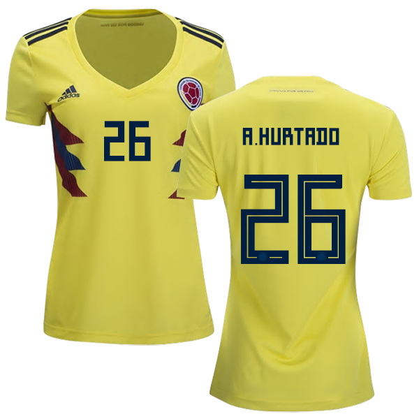 Women's Colombia #26 A.Hurtado Home Soccer Country Jersey